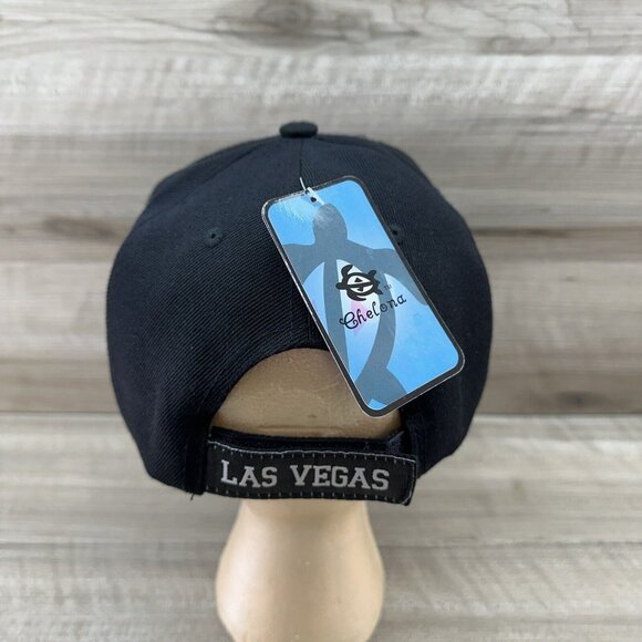 Chelona Mens Strapback Snapback Hat Black Embroidered Las Vegas Logo Baseball - Picture 3 of 9